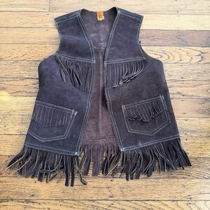 Authentic leather tassel vest